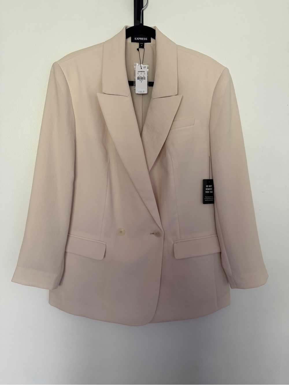 Express Double-Breasted Light Cream Blazer